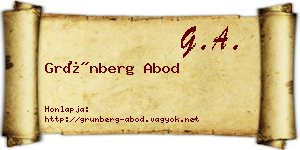 Grünberg Abod névjegykártya